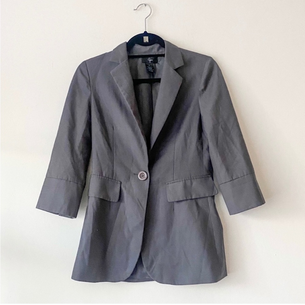 Aqua blazer, button closure, charcoal gray, size XS